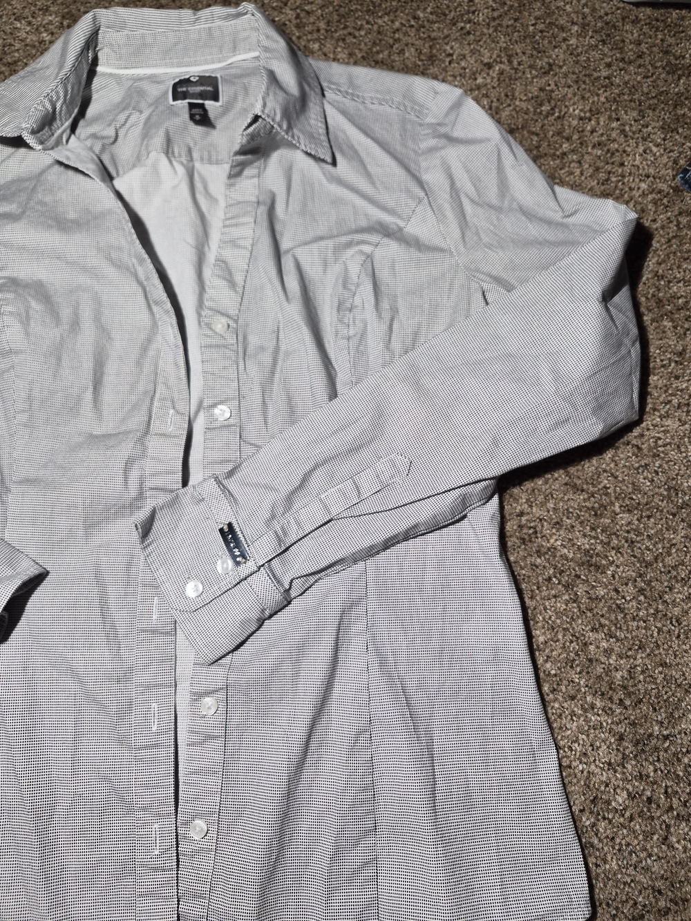 Express Women's Gray Pinstripe Button-Down Shirt
